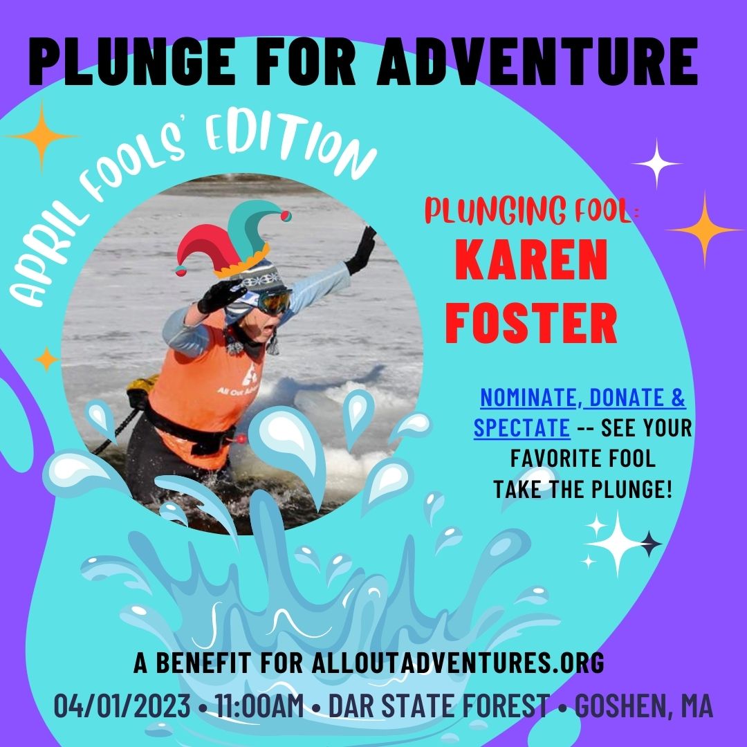 Photo is a graphic with a photo of the plunger and the date for the plunge: April 1, 2023