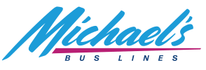 Logo of Michael's Bus Lines, with words written in blue