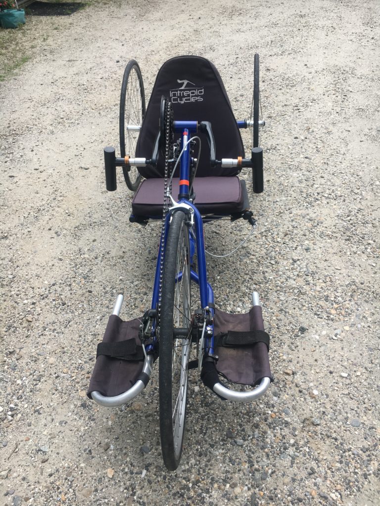 Front view of the hand cycle
