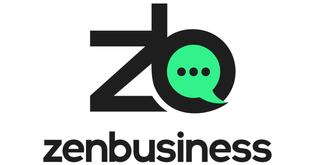 Image is of a black ZB with text that reads zenbusiness