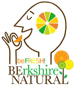 logo of Berkshire Natural, shows a colorful cartoon image eating a snack