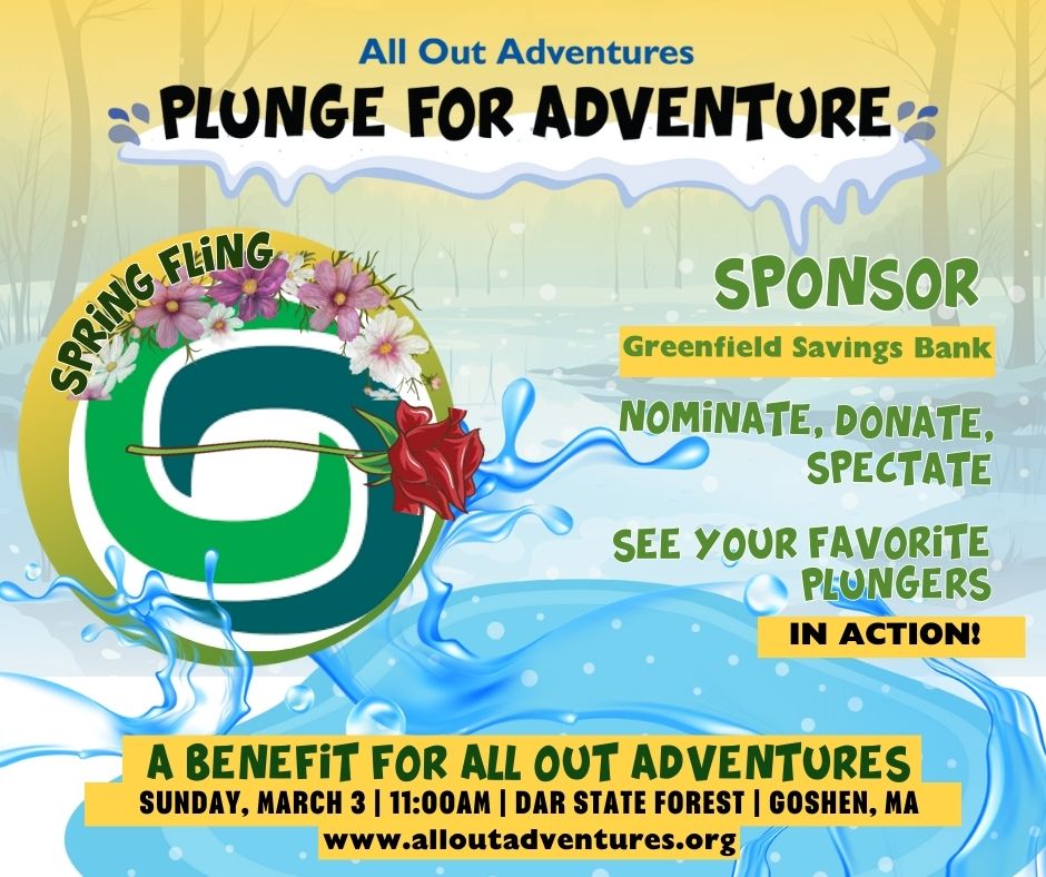 Photo is Greenfield Savings Bnk's logo with the word "SPONSOR" and a silly flower crown and red rose to match the other plungers' graphics